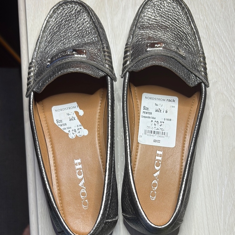 Coach Metallic Silver Women's Loafers